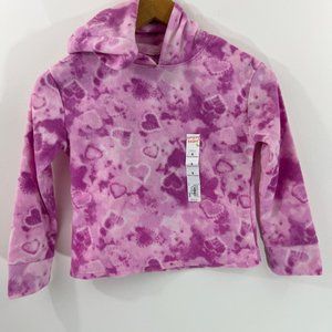 NWT Girls Size 6 Small S Jumping Beans Heart Pullover Hooded MicroFleece Pink